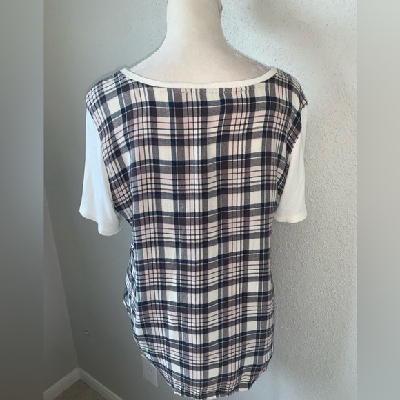 Michael Stars Plaid Front Tie Top Size Medium Multi-Color - Picture 4 of 6